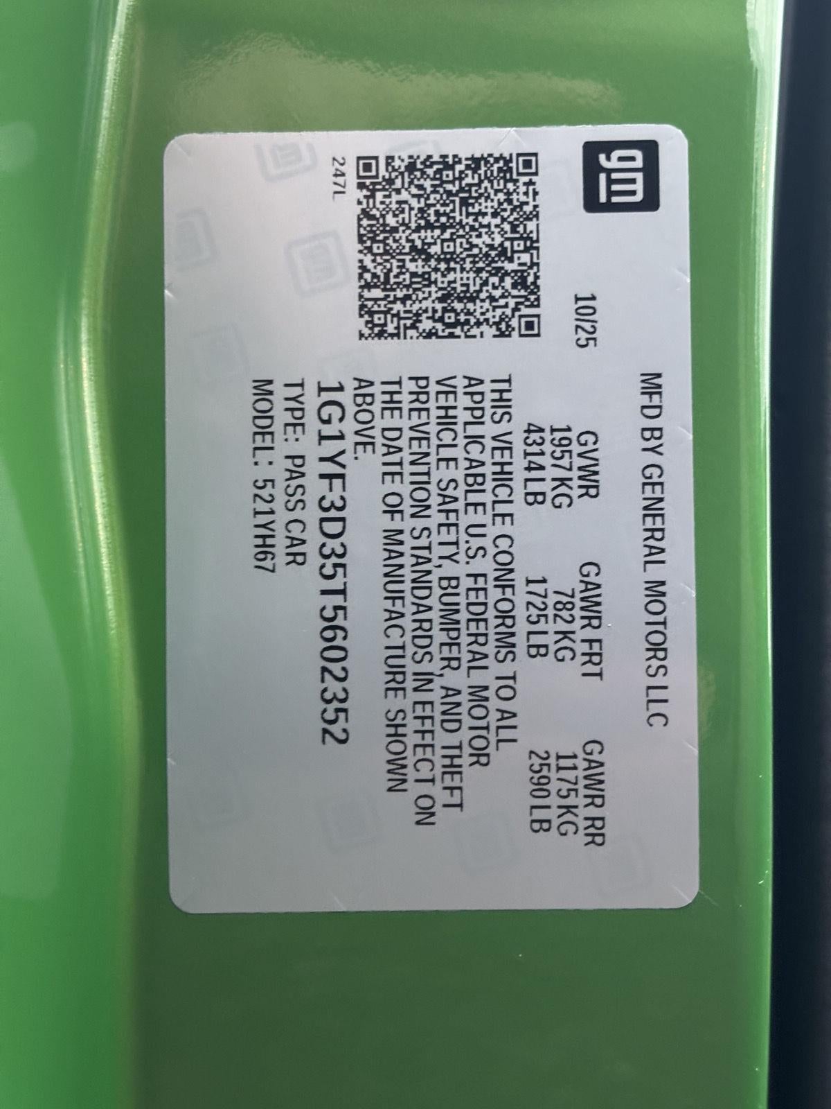 2026 Chevrolet Corvette Z06 3LZ