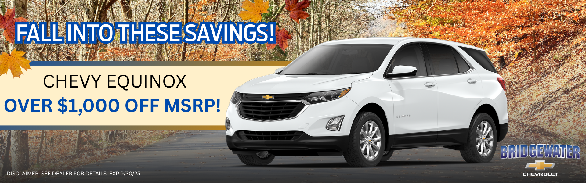 Fall background with leaved and Equinox offer